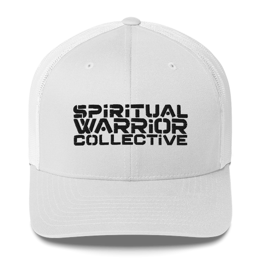 SPIRITUAL WARRIOR COLLECTIVE WHITE TRUCKER CAP