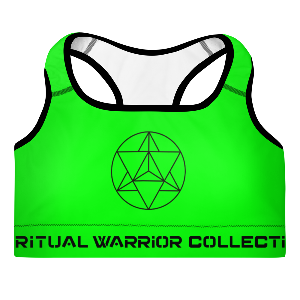 NEON GREEN MERKABA PADDED SPORTS BRA