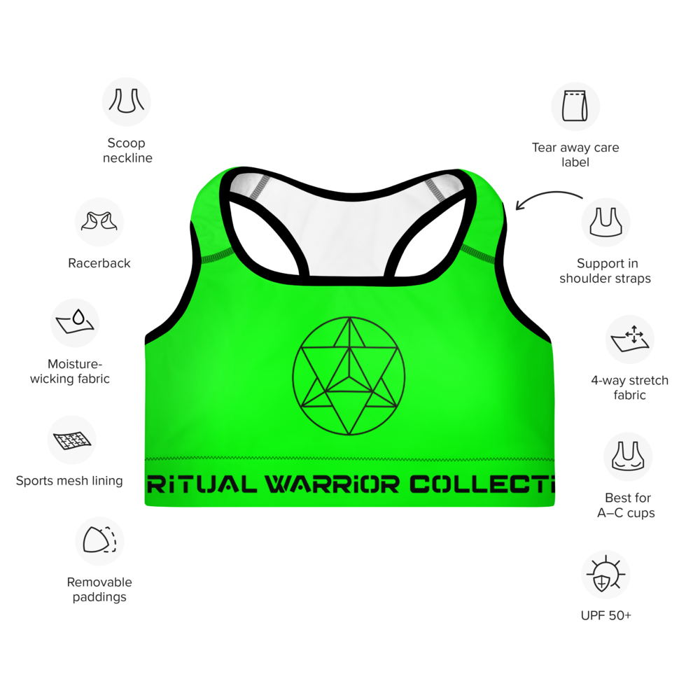 NEON GREEN MERKABA PADDED SPORTS BRA