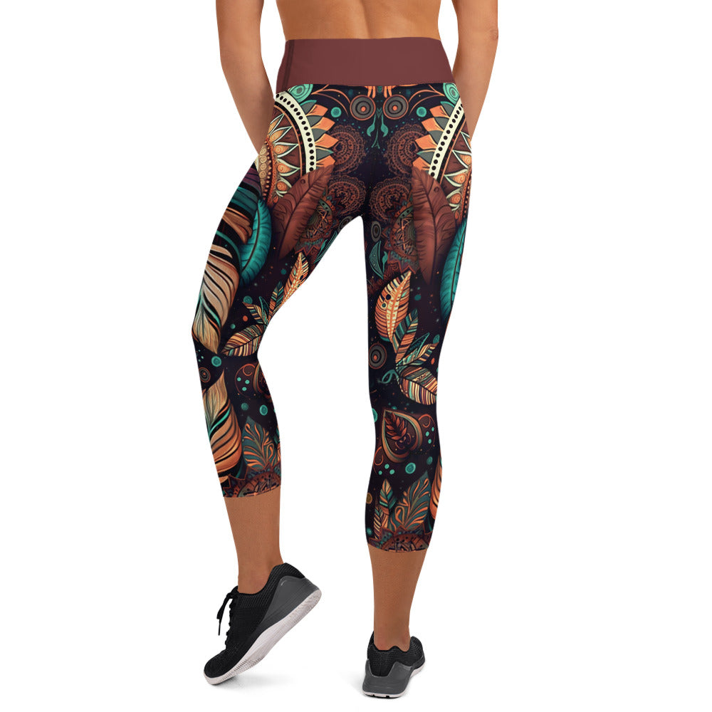 NATIVE WARRIOR PRINT YOGA LEGGINGS