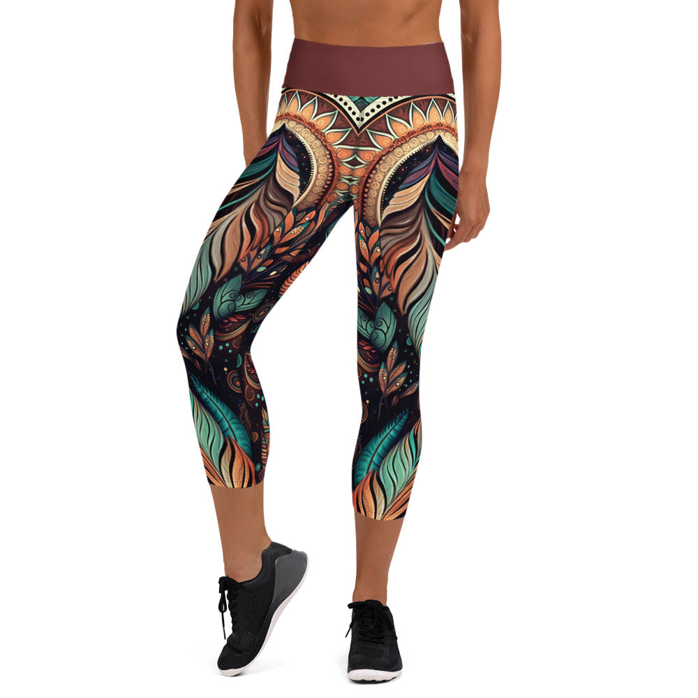 NATIVE WARRIOR PRINT YOGA LEGGINGS