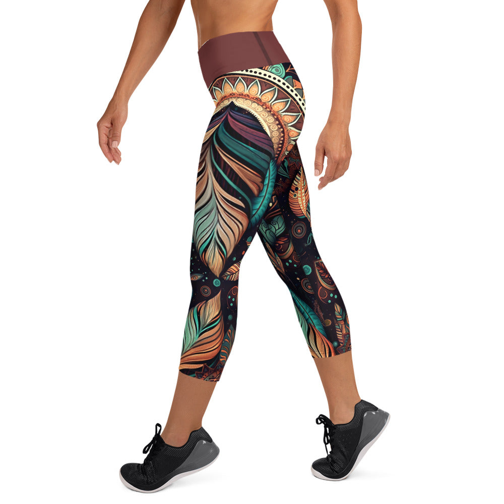 NATIVE WARRIOR PRINT YOGA LEGGINGS