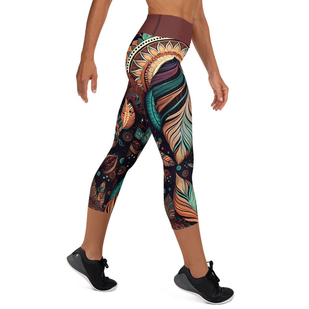 NATIVE WARRIOR PRINT YOGA LEGGINGS
