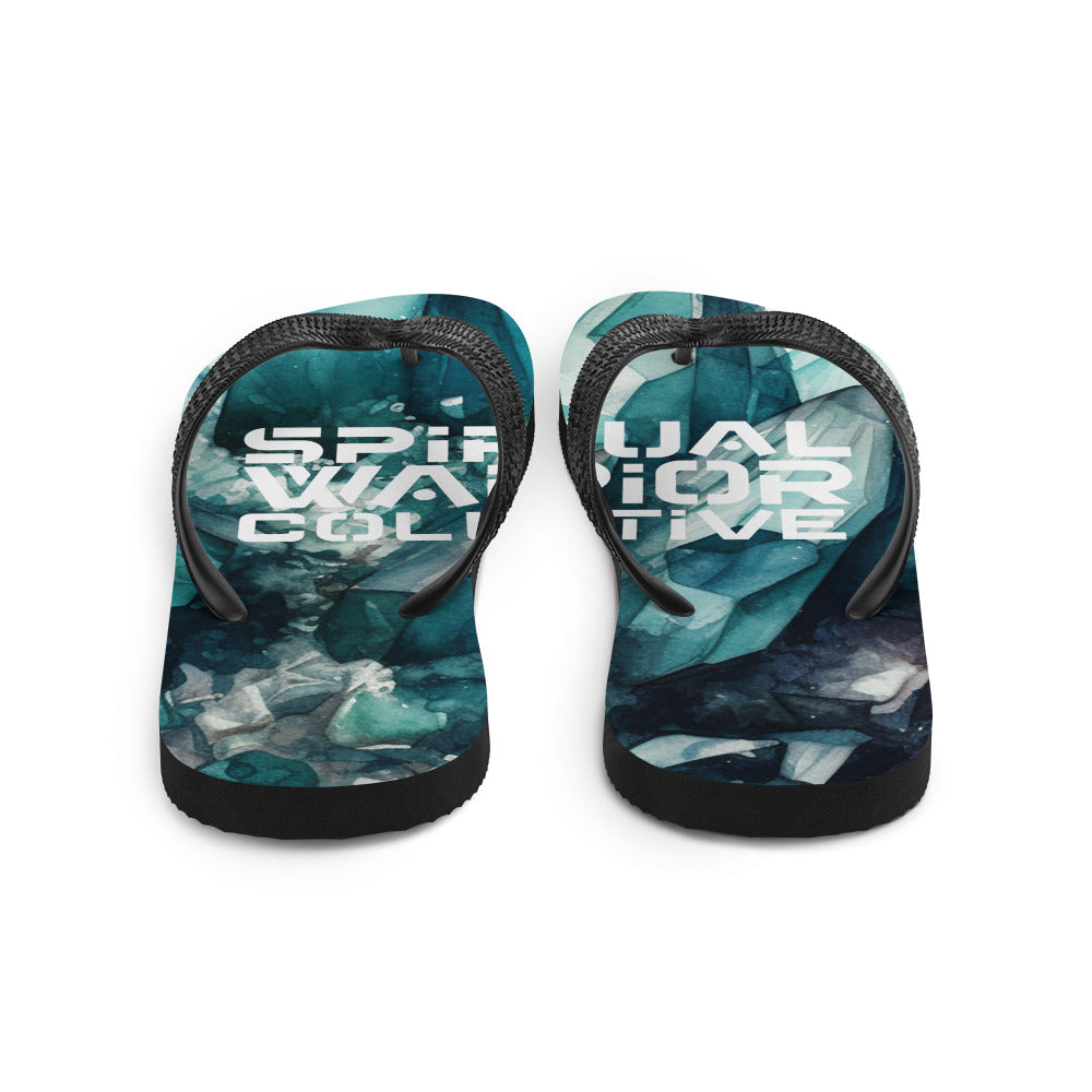 UNISEX TEAL CRYSTAL FLIP FLOPS