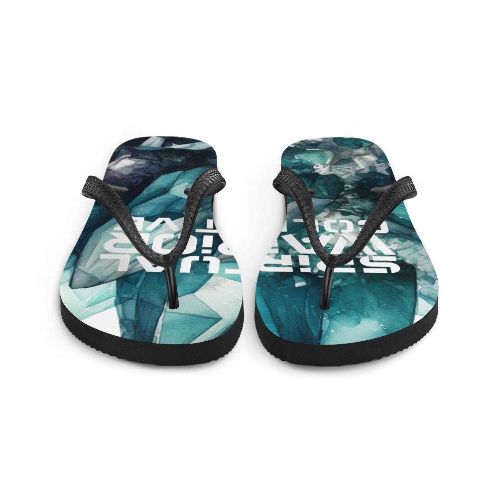 UNISEX TEAL CRYSTAL FLIP FLOPS