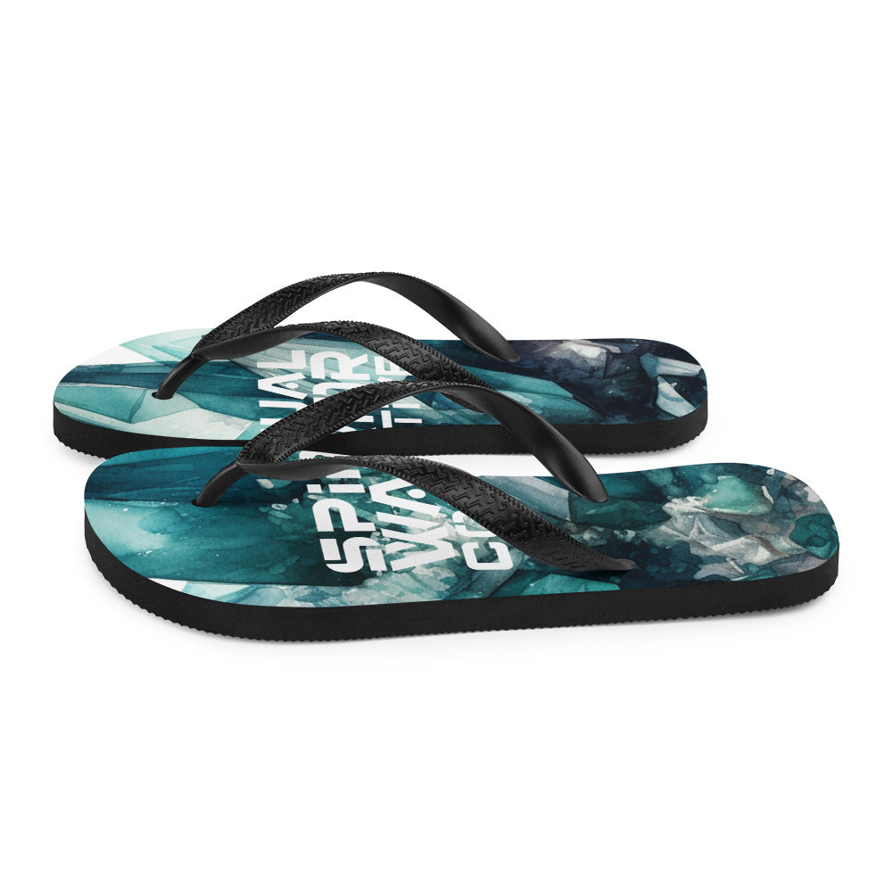UNISEX TEAL CRYSTAL FLIP FLOPS