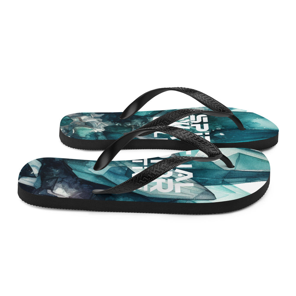 UNISEX TEAL CRYSTAL FLIP FLOPS