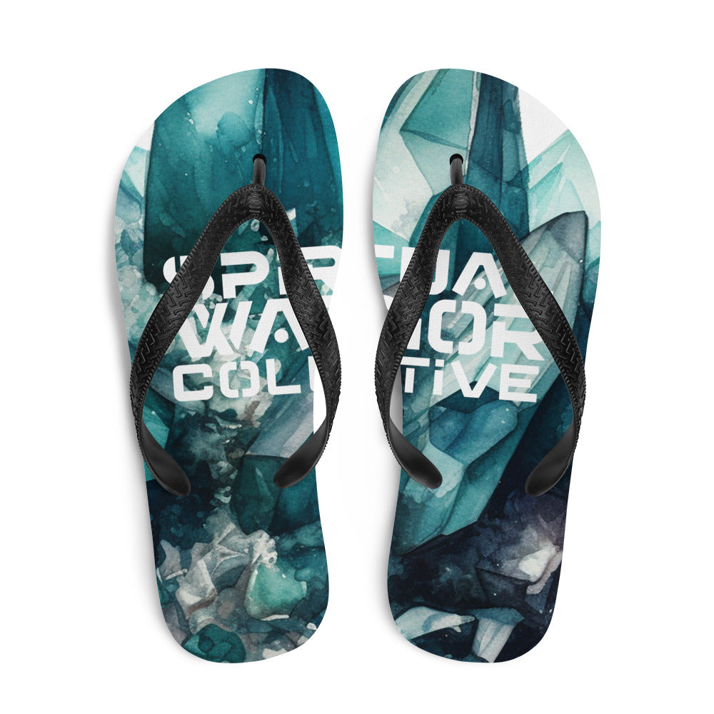 UNISEX TEAL CRYSTAL FLIP FLOPS