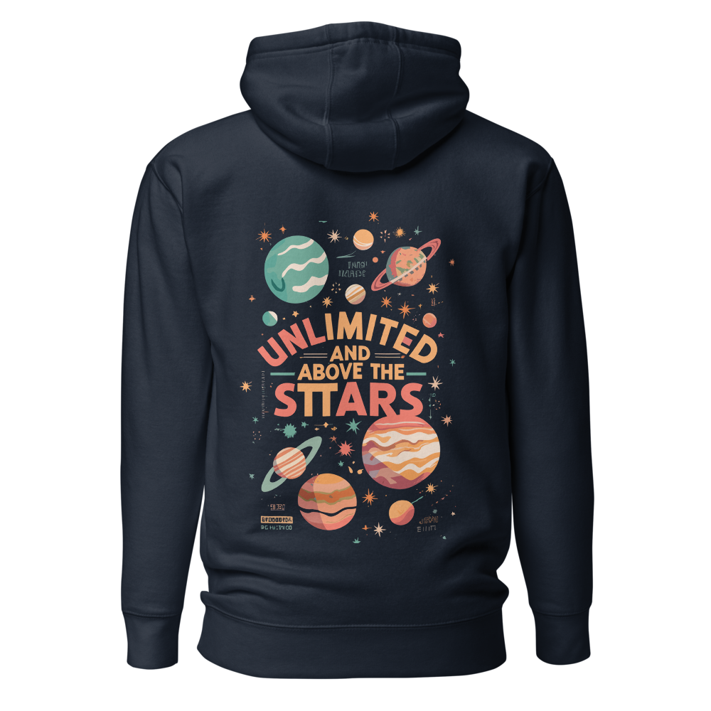 'UNLIMITED AND ABOVE THE STTARS' NAVY PREMIUM COTTON HOODIE