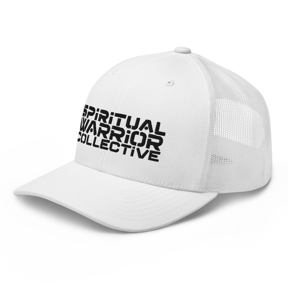 SPIRITUAL WARRIOR COLLECTIVE WHITE TRUCKER CAP