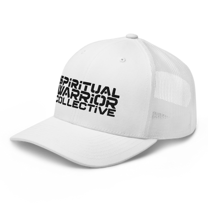 SPIRITUAL WARRIOR COLLECTIVE WHITE TRUCKER CAP