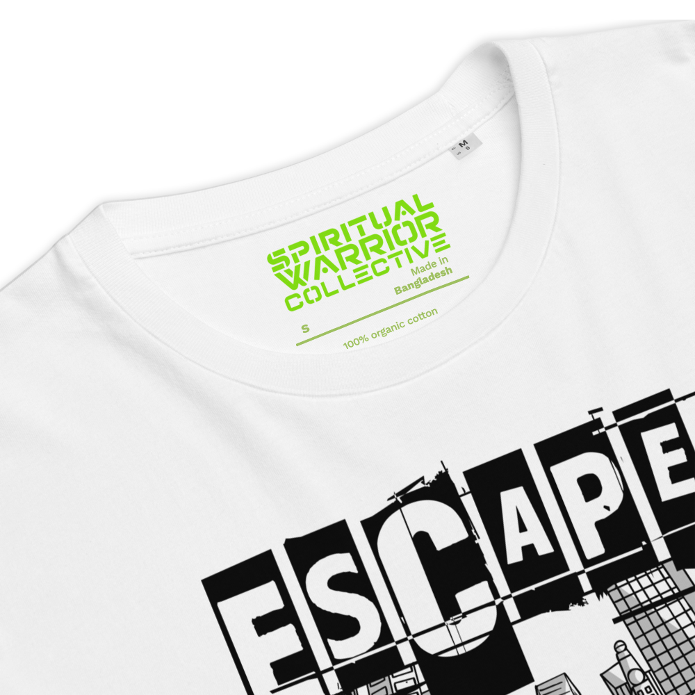 ESCAPE THE ILLUSION WHITE ORGANIC COTTON T-SHIRT