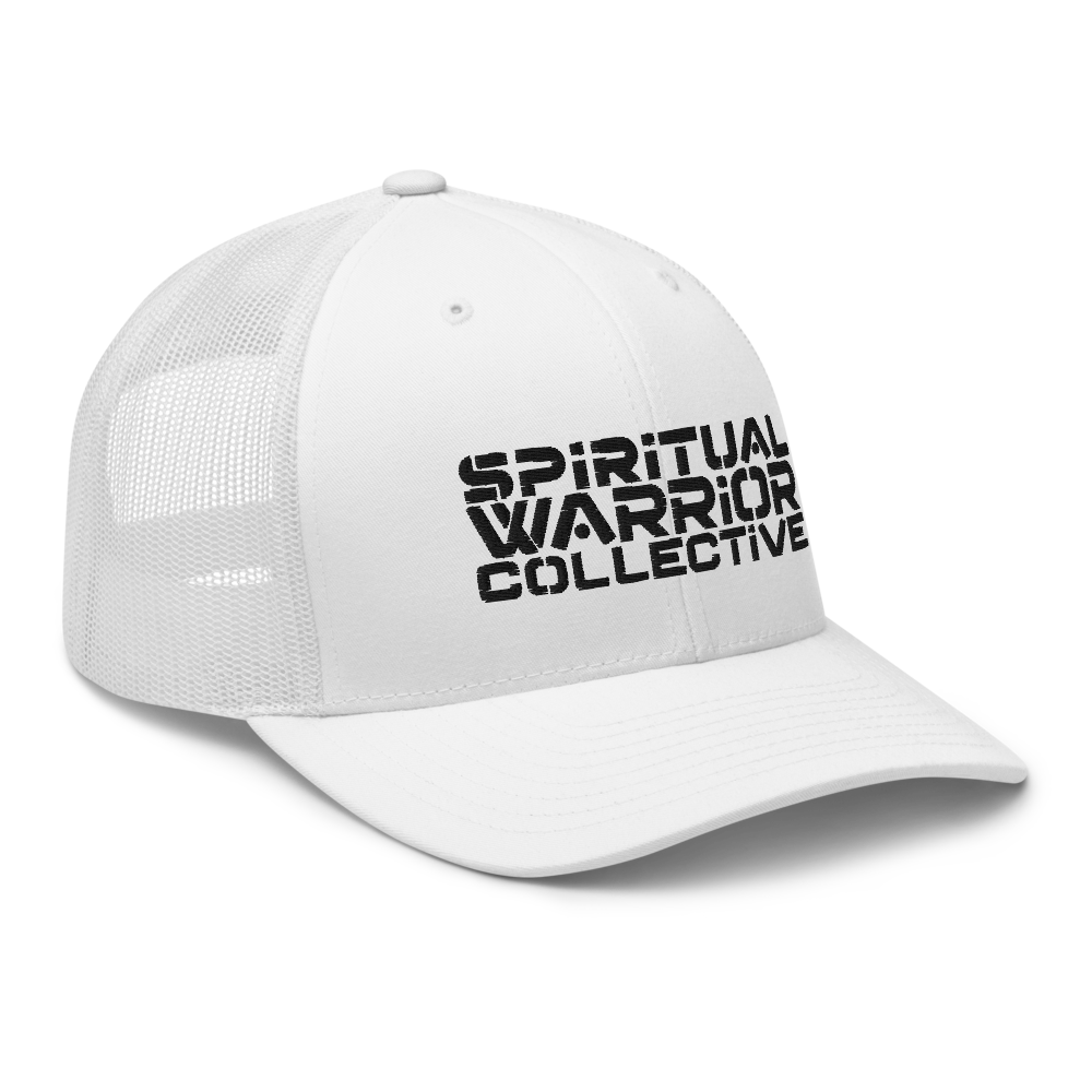 SPIRITUAL WARRIOR COLLECTIVE WHITE TRUCKER CAP