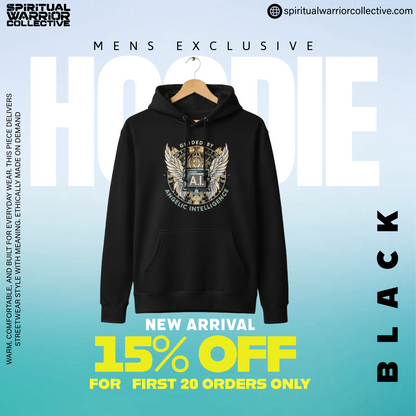 Black and Navy Winter Hoodie For Men on Sale