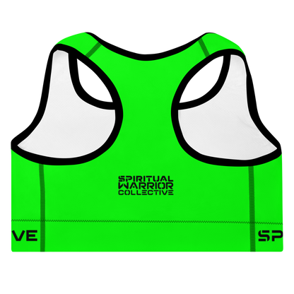 NEON GREEN MERKABA PADDED SPORTS BRA