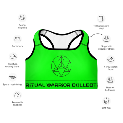 NEON GREEN MERKABA PADDED SPORTS BRA
