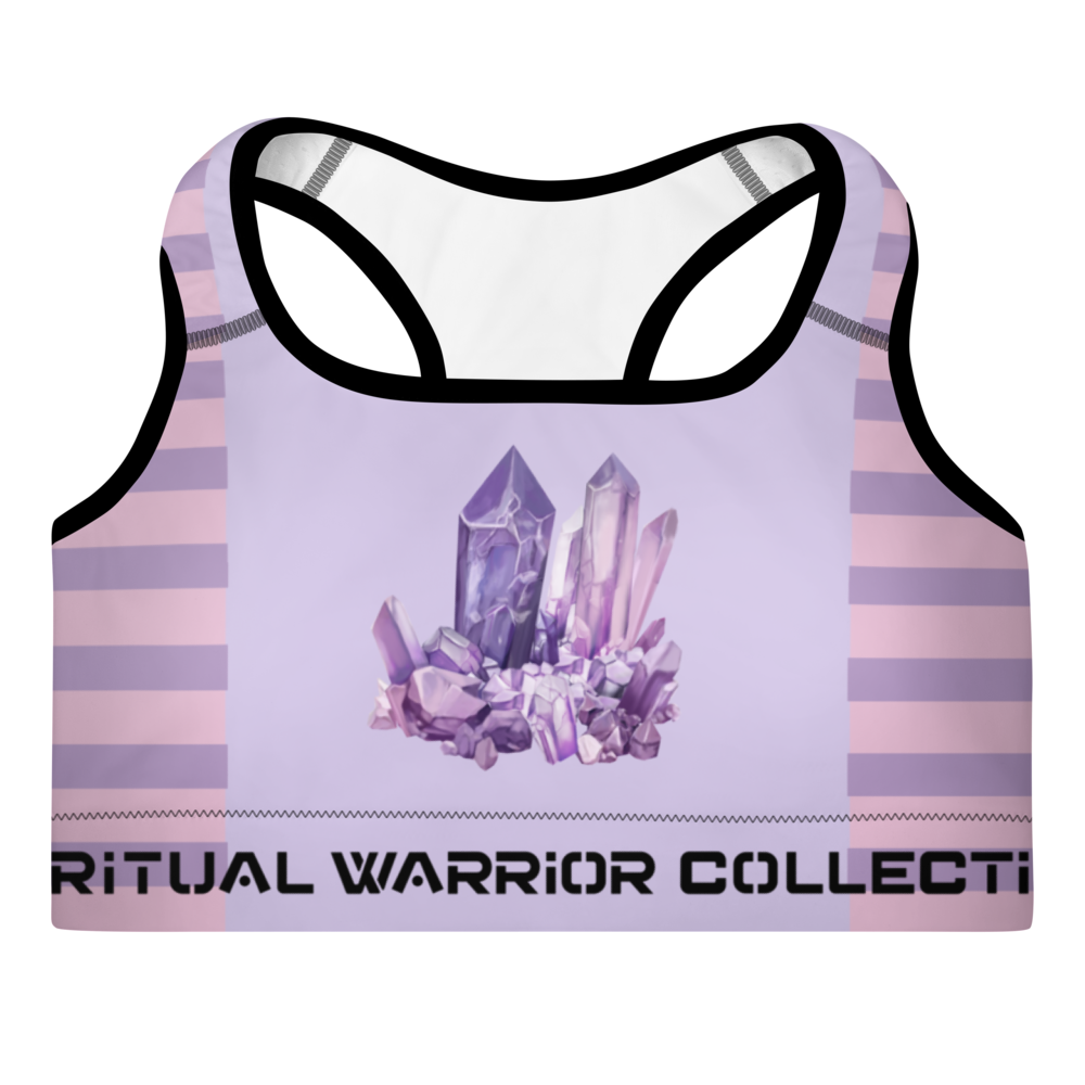 PINK AMETHYST CRYSTAL PADDED SPORTS BRA