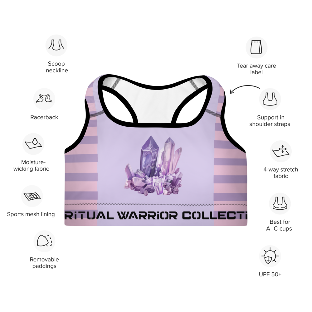 PINK AMETHYST CRYSTAL PADDED SPORTS BRA