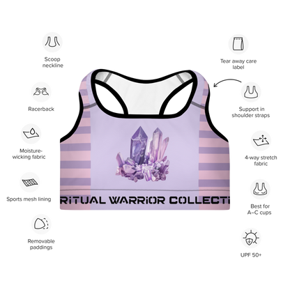 PINK AMETHYST CRYSTAL PADDED SPORTS BRA