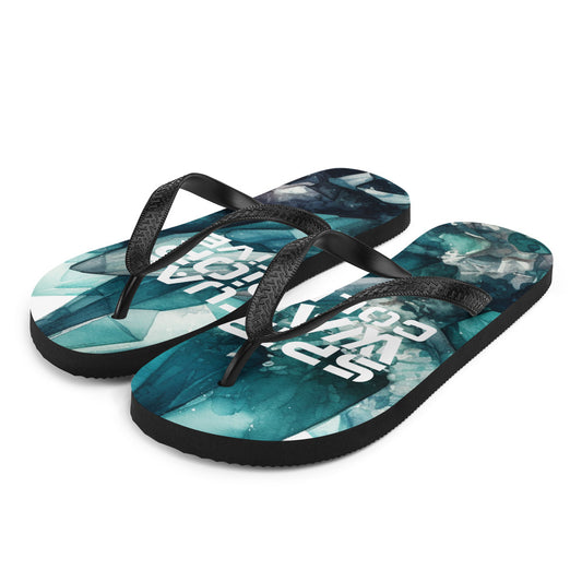 UNISEX TEAL CRYSTAL FLIP FLOPS