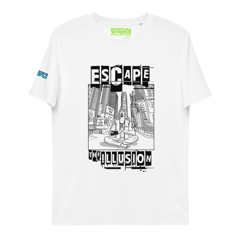 ESCAPE THE ILLUSION WHITE ORGANIC COTTON T-SHIRT