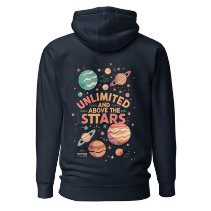 'UNLIMITED AND ABOVE THE STTARS' NAVY PREMIUM COTTON HOODIE